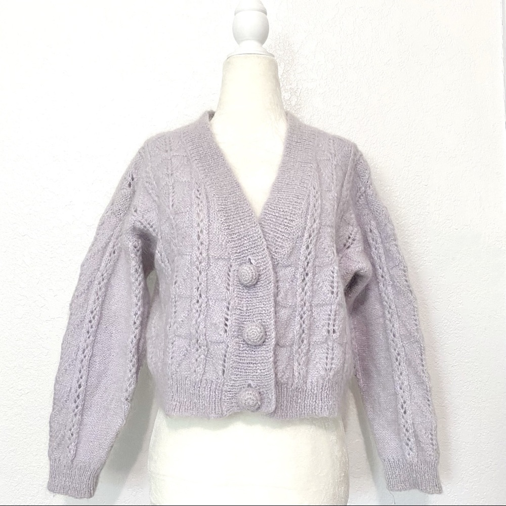Cozy Lavender Cable Knit Sweater